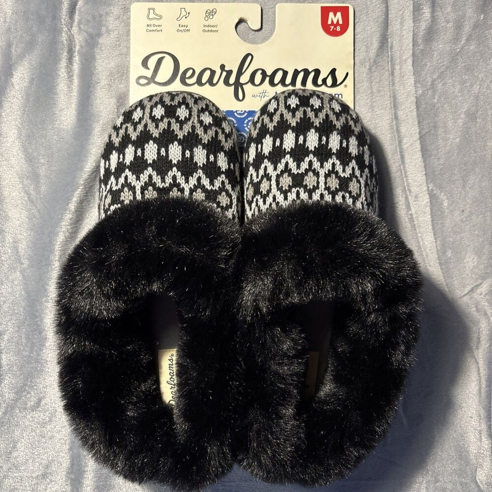 Dearfoams Women's Memory Foam Slippers, Size Medium 7-8